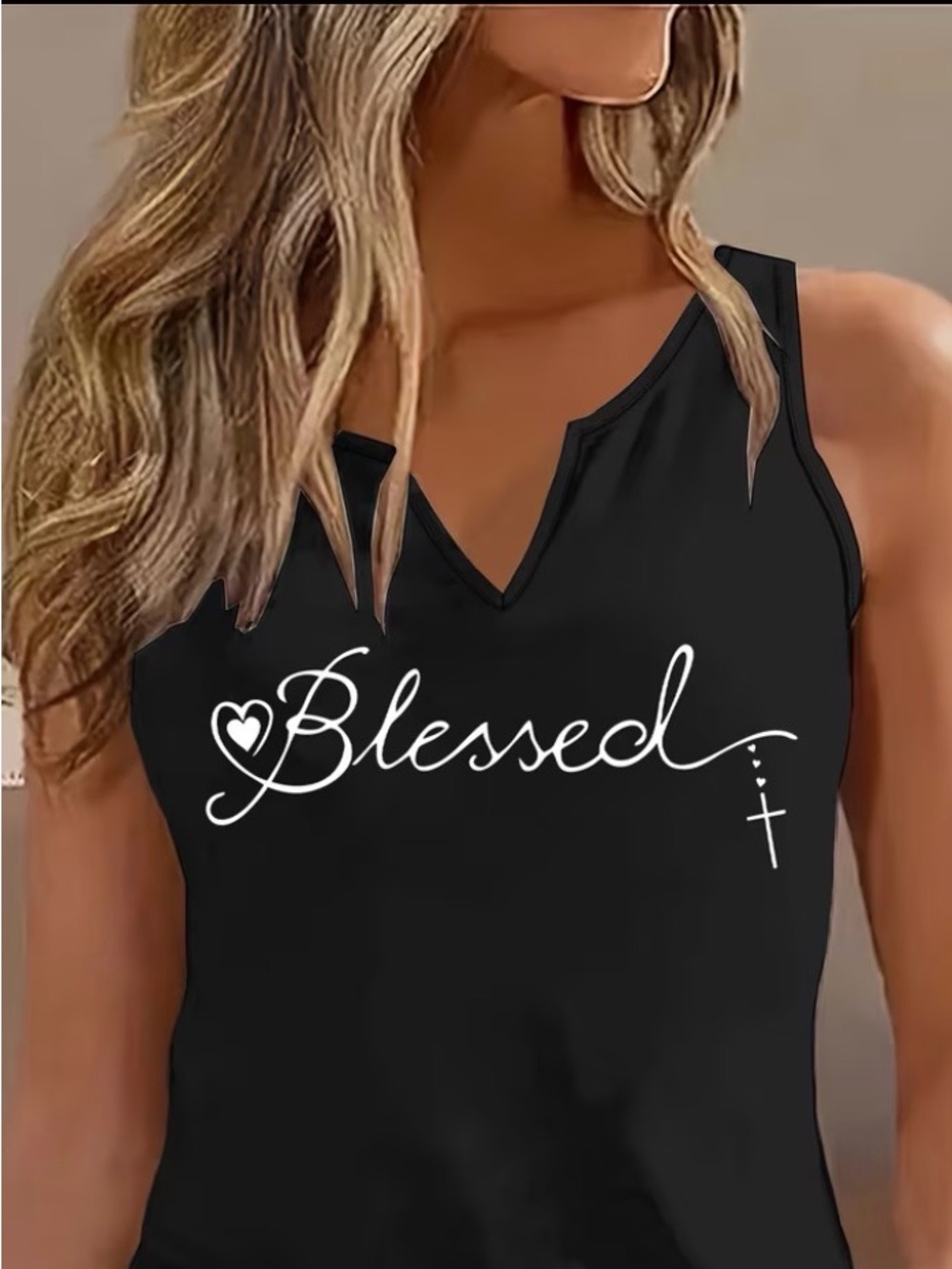 V-Neck Tank Top for Women - Black